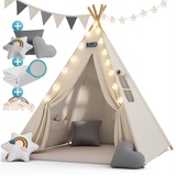 Spielwerk® Tipi Spielzelt Weiß 160x130x130cm