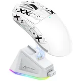 ATTACK SHARK X11 Gaming Mouse mit Magnetic Charging Dock, PixArt PAW3311 Gaming Sensor, BT/2.4G Wireless/Wired Gaming Mouse mit Mouse Grip Tape, 22000 DPI, Gamer Mice for Win11/Xbox/PS/Mac (White)