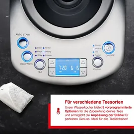 Solis Tee- & Wasserkocher, 1,7 L Volumen, Teesieb,Warmhaltefunktion,360° Basis