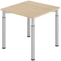Bümö Schreibtisch Eiche, Silber, Nachbildung,Eiche, Quadratisch, 80x74x80 cm, FSC