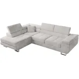 bromarkt Ecksofa ANTON Schlaffunktion, Bettkasten L-Form 275x202x90cm Weiß - Weiß