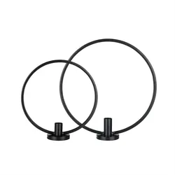 Stabkerzenhalter Ring schwarz 2er Set Kerzenständer Kerzenhalter Ringform