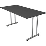 Kerkmann Smart office Schreibtisch anthrazit rechteckig, C-Fuß-Gestell silber 140,0 x 70,0 cm