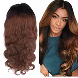 Ombre Lace Front Perücke Brown 4x4 Tow Tone 1B30 Perücke Grade 8A Unprocessed Virgin Hair Perückes For Women Dark Brown Perücke Top Swiss Lace 150% Density Lace Perückes 26 Inch