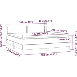 vidaXL Boxspringbett 180 x 200 cm Taupe