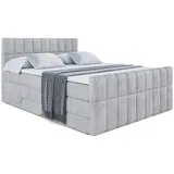altdecor Boxspringbett MIAMI-Z KING - 160x200 - H3/H4 - Hellgrau