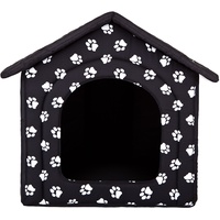 Bjird Hundehütte Hundehaus Hundehöhle für kleine mittelgroße und große Hunde - Katzenhaus, Katzenhöhle - Hundeliegen mit herausnehmbarer Dach - Standard - Größe: - Schwarz mit Pfoten
