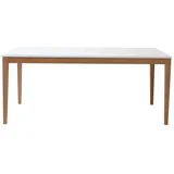 miliboo Design-Esstisch ausziehbar Weiß Füße Holz L180-260 DELAH