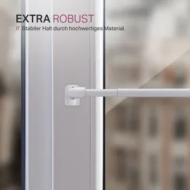 BestLivings Vitragestangen Perlweiß 40–60 cm ausziehbar, (2er-Pack), Scheibenstange mit Selbstklebehaken und Schraubhaken, für Küchen- - Bistrogardinen - weiß,