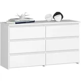 Akord Kommode, Weiß, Holzwerkstoff, Nachbildung, 6 Schubladen, Rechteckig,Rechteckig, 100x57x35 cm, Wohnzimmer, Kommoden & Sideboards, Kommoden