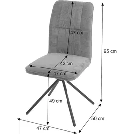 Mendler 6er-Set Esszimmerstuhl HWC-N99, Küchenstuhl, drehbar Auto-Return, Stoff/Textil Chenille (340g/m2) blau-grün