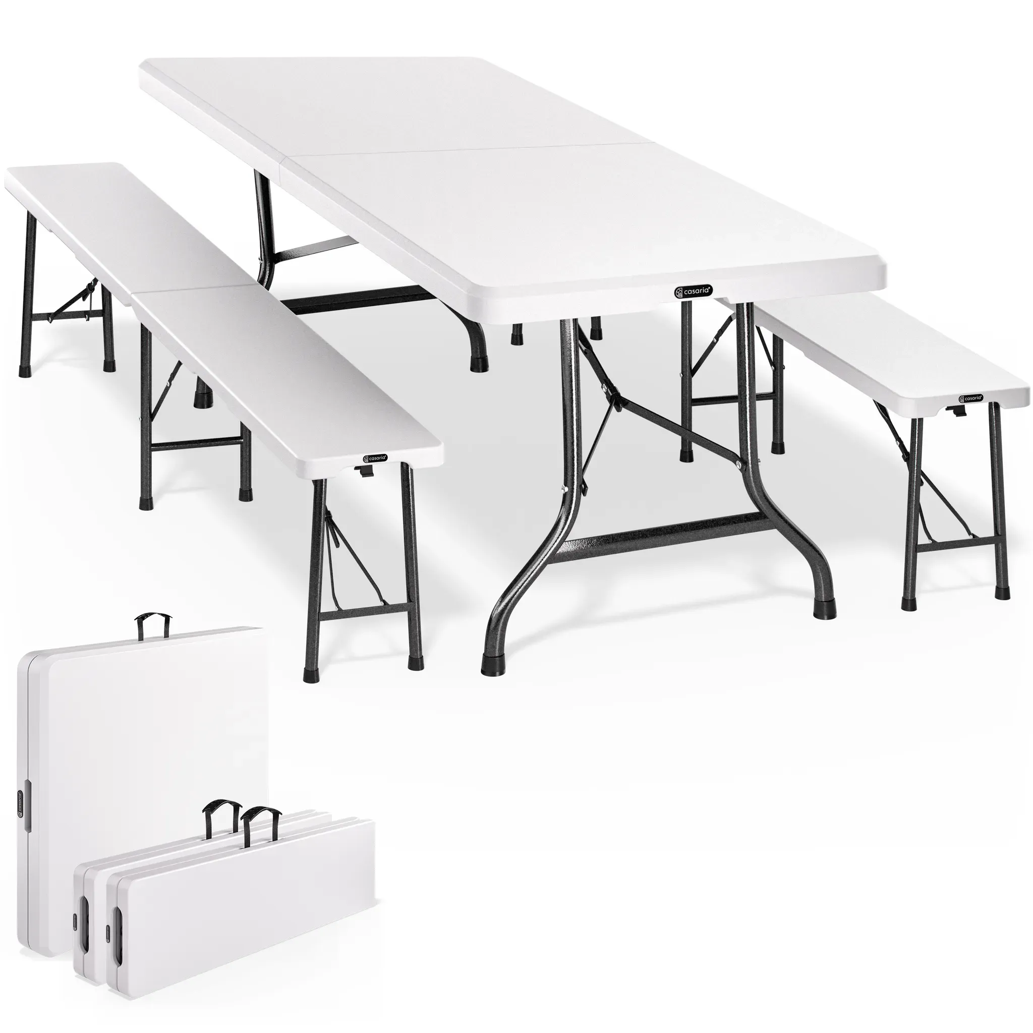 Beer Table and Bench Set White 6ft Foldable