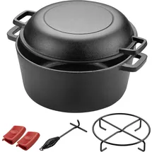Wiltec Dutch Oven 32 x 26 x 16 cm Gusseisen Schwarz