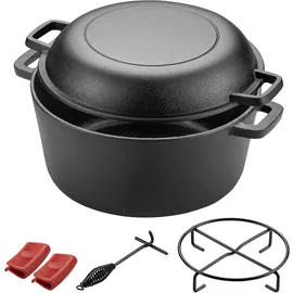 Wiltec Dutch Oven 32 x 26 x 16 cm Gusseisen Schwarz