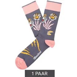 1 Paar Moustard Bengal Baumwoll-Socken mit bengalischem Tiger gemusterte lange Strümpfe 22S-BENGAL Grau/Rosa - 36-40