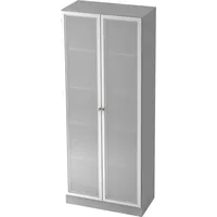Hammerbacher Glastürenschrank Solid V6100GWSSG 80x42x200,4cm grau