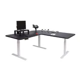Mendler Eckschreibtisch HWC-D40 Schwarz / Weiß