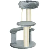 PawHut Katzenbaum mit Hängematte 3-Stufiges Katzenbett Ø40 x H65 cm