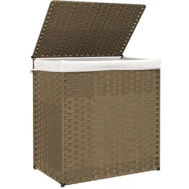 vidaXL Wäschekorb mit 2 Fächern 53x35x57 cm Poly Rattan