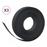 vidaXL Rasenkanten 3 Stk. Schwarz 10 m 10 cm Polyethylen