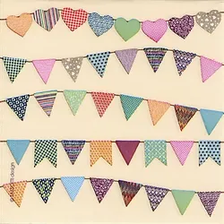 Papierservietten "Bunte Wimpel", 33 x 33 cm, 20 Stück