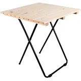 INDA-EXCLUSIV Klappbarer Campingtisch Beistelltisch Klapptisch Gartentisch Camping Reisetisch aus Holz/Metall Natur 45x45x50 cm