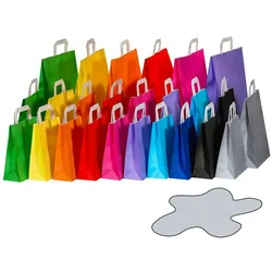 VEPATIM 250x Papiertragetaschen Papiertaschen Flachhenkel 18x8x22cm grau 70gr.