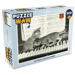 MuchoWow Puzzle Kätzchen spielen Klavier, 500 Puzzleteile, Foto-Puzzle, Bilderrätsel, Puzzlespiele, Spielzeug bunt