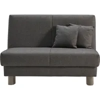 Schlafsofa ELL + ELL "Enny", grau, B:125cm T:100cm, Sofas, Liegefläche Breite 120 oder 140 cm, Liegehöhe 40 cm, Füße alufarben