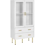 Beliani Vitrine Milora 80 x 40 x 160 cm Weiß/Gold