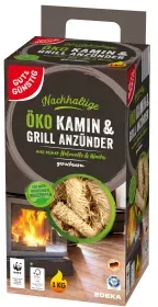 Öko Kamin & Grill Anzünder, Nachhaltiger Kaminanzünder aus reiner Holzwolle und Wachs, 1 kg - Packung