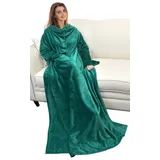 Catalonia Classy Decke mit Ärmeln als Geschenk für Frauen Herren, Flauschig Fleece Tragbare Kuscheldecke mit Ärmel, Cozy Warm Decke zum Anziehen Ärmeldecke Erwachsene, 185 x 130 cm Grün