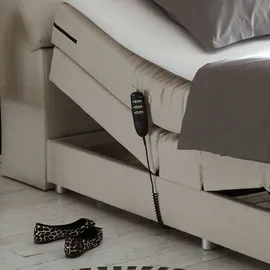 Lomadox Boxspringbett Hotelbett Doppelbett, mokka, 180 x 200 cm, elektr. verstellbar CONCORD3M-09 mit VISCO-Topper, 7-Zonen-TFK-Matratze, H2 - Braun