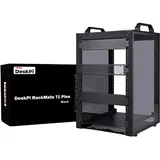 GeeekPi DeskPi RackMate T1 Plus, 8U 10 Zoll Serverschrank, 260 mm Tiefes Mini-Rack mit Regalboden & Blindplatte, für NAS, AV- & Netzwerktechnik (Schwarz)
