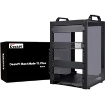 GeeekPi DeskPi RackMate T1 Plus, 8U 10 Zoll Serverschrank, 260 mm Tiefes Mini-Rack mit Regalboden & Blindplatte, für NAS, AV- & Netzwerktechnik (Schwarz)