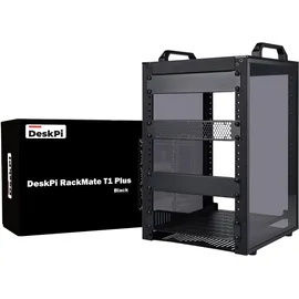 GeeekPi DeskPi RackMate T1 Plus, 8U 10 Zoll Serverschrank, 260 mm Tiefes Mini-Rack mit Regalboden & Blindplatte, für NAS, AV- & Netzwerktechnik (Schwarz)