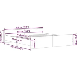 vidaXL Bettgestell mit Kopf- und Fußteil Betongrau 200x200 cm
