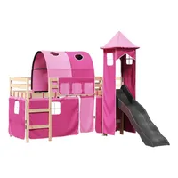 vidaXL Kinderhochbett mit Turm Rosa 80x200 cm Massivholz Kiefer