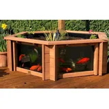 Erhöhter Sechseckteich mit großen Fenstern Lily Clear View Garden Aquarium Braun - 650 Liter