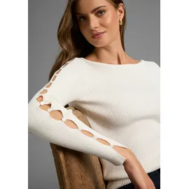 Hechter Paris Strickpullover mit Ärmelknöpfchen - NEUE KOLLEKTION Gr. 36, creme mélange, , 33526867-36