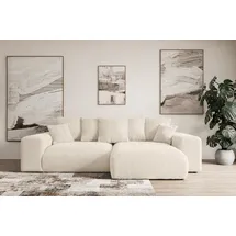 altdecor Ecksofa Cord mit Schlaffunktion 2-Sitzer Beige