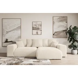 altdecor Ecksofa Cord mit Schlaffunktion 2-Sitzer Beige