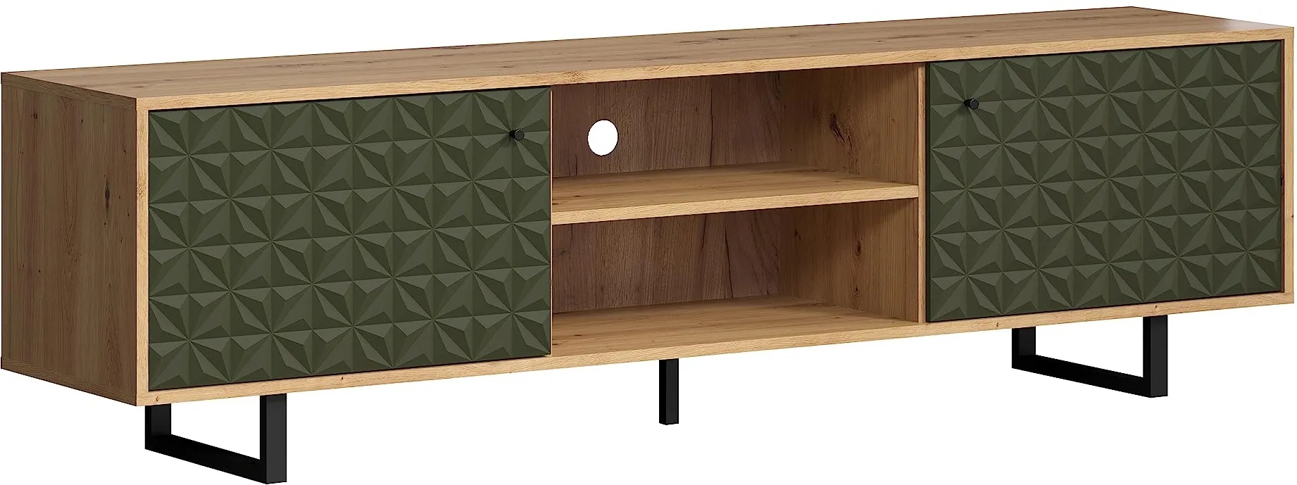 trendteam smart living - TV-Lowboard - Wohnzimmer - Sentra - Aufbaumaß (BxHxT) 184 x 52 x 40 cm - Farbe Dark Green mit Artisan Eiche - 224031982
