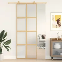 vidaXL Schiebetür Golden 76x205 cm Matt ESG-Glas und Aluminium