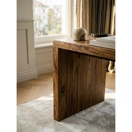 KADIMA DESIGN Schreibtisch TEKO: Massivholz Sheesham, Stauraum, abgerundete Ecken, stabil. Braun, 120x60x76 cm