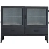 Tikamoon Flacher Vitrinenschrank  schwarz