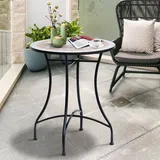 EXTSUD Gartentisch Runder Mosaik-Gartentisch Ø60 cm Orange & Weiß, Stahl & Keramik