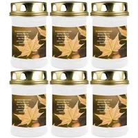 HS Candle Grabkerze (6-tlg), Grabkerze Brenndauer 40 Stunden viele vers. Variationen und Motive weiß