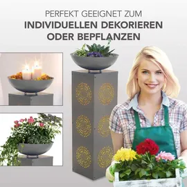 EasyMaxx LED-Dekosäule Metall 87 cm inkl. Pflanzschale Grau
