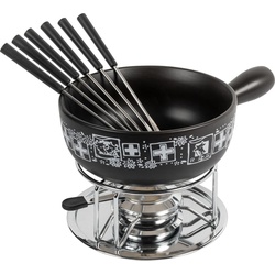 Kuhn Rikon Käsefondue Set Suisse schwarz Ø 23 cm, Fondue Set, Schwarz, Silber
